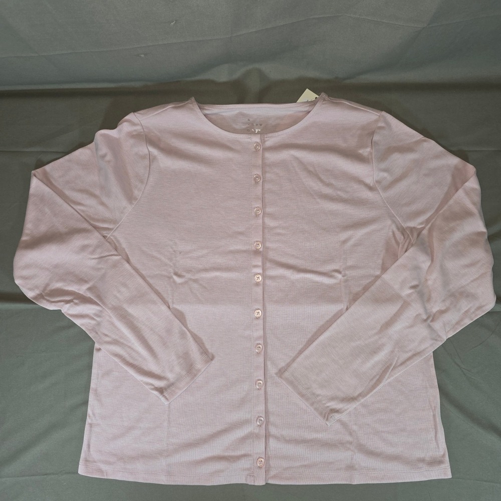 A New Day Womens 1X Light Pink Long Sleeve Button Front Cardigan NWT 4412XX